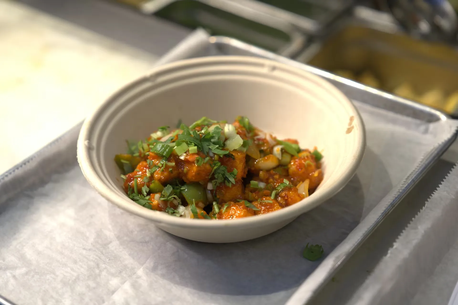 Chicken chilly tossed with peppers