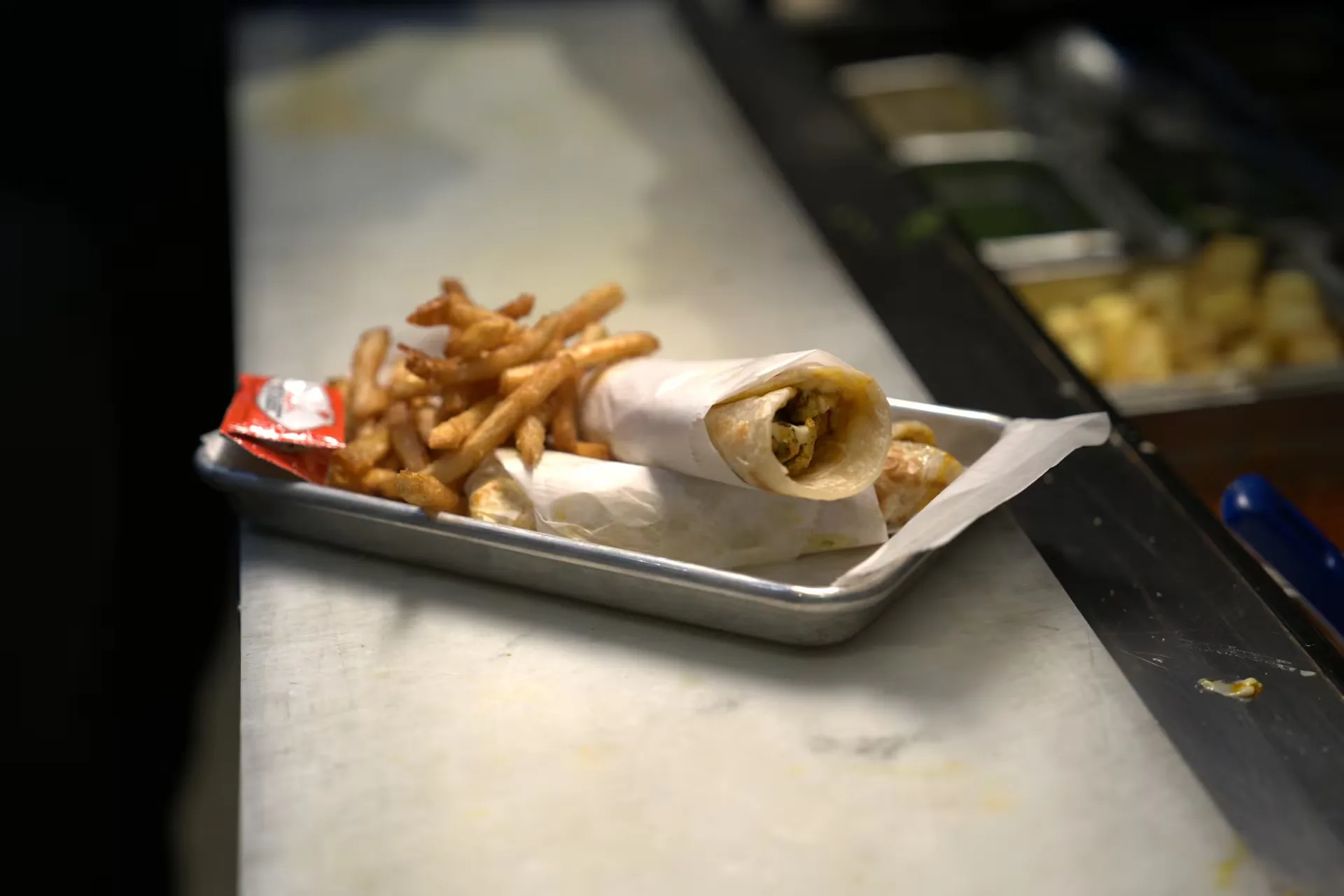 Kathi rolls served with fries